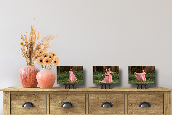 Fotoobrazy sada 3 kusů 15x10 cm z vlastních fotografií se stojánky